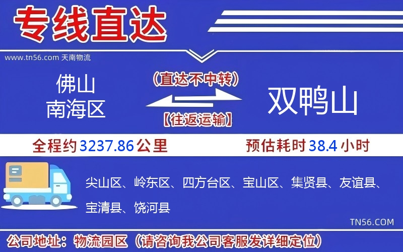 佛山南海区到双鸭山物流公司