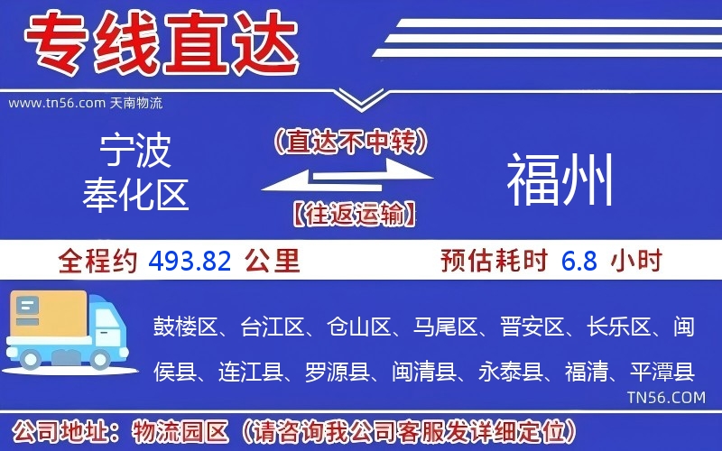 宁波奉化区到福州物流公司