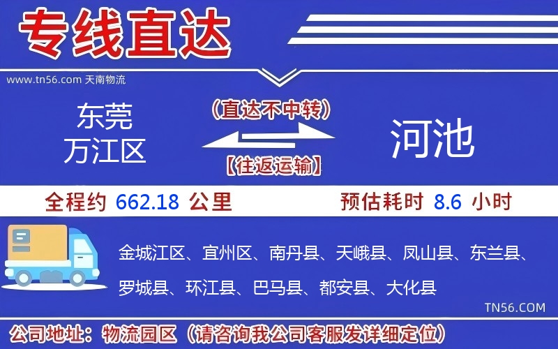 东莞万江区到河池物流公司 东莞万江区到河池物流公司