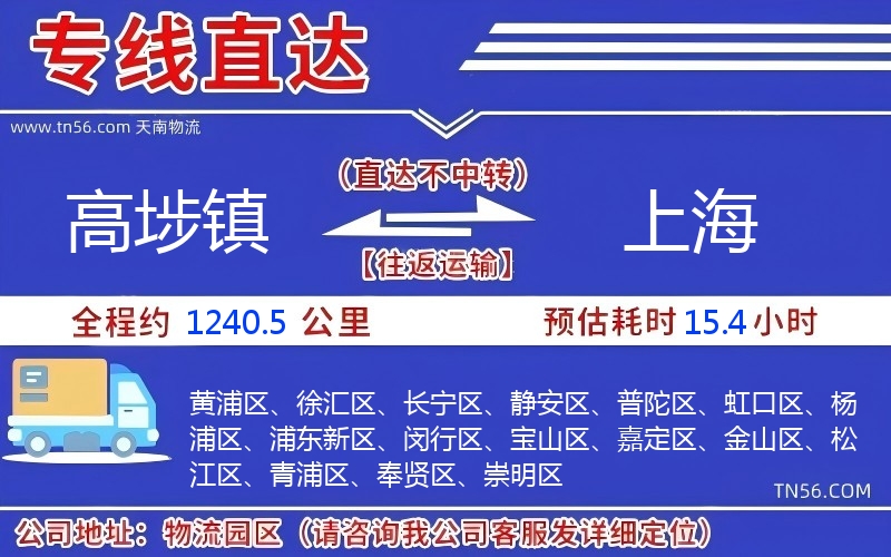 高埗镇到上海物流公司