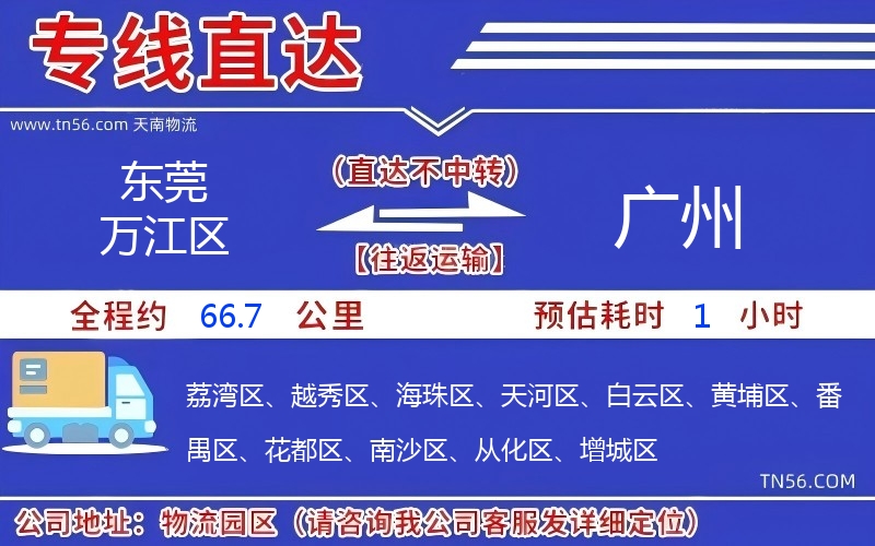 东莞万江区到广州物流公司