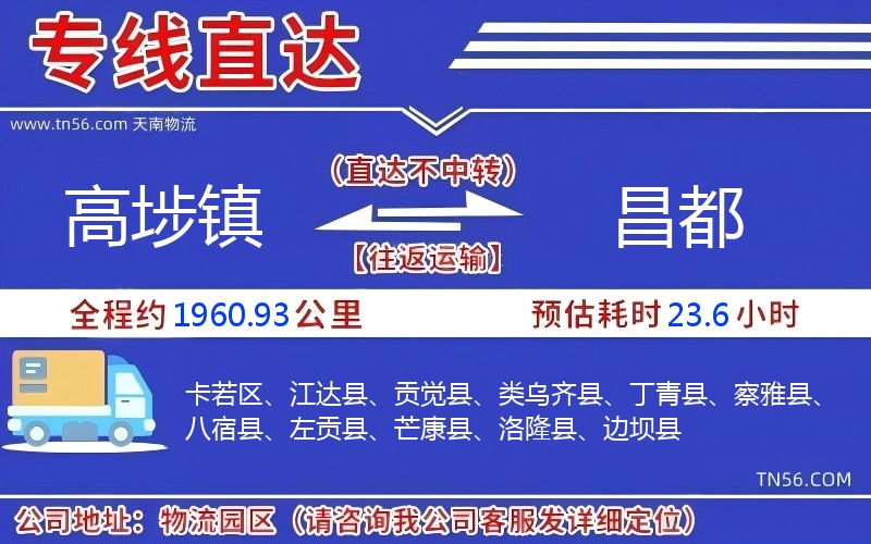 高埗镇到昌都物流公司