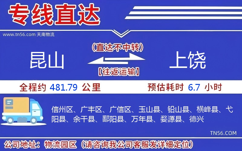 昆山到上饶物流公司 昆山到上饶物流公司