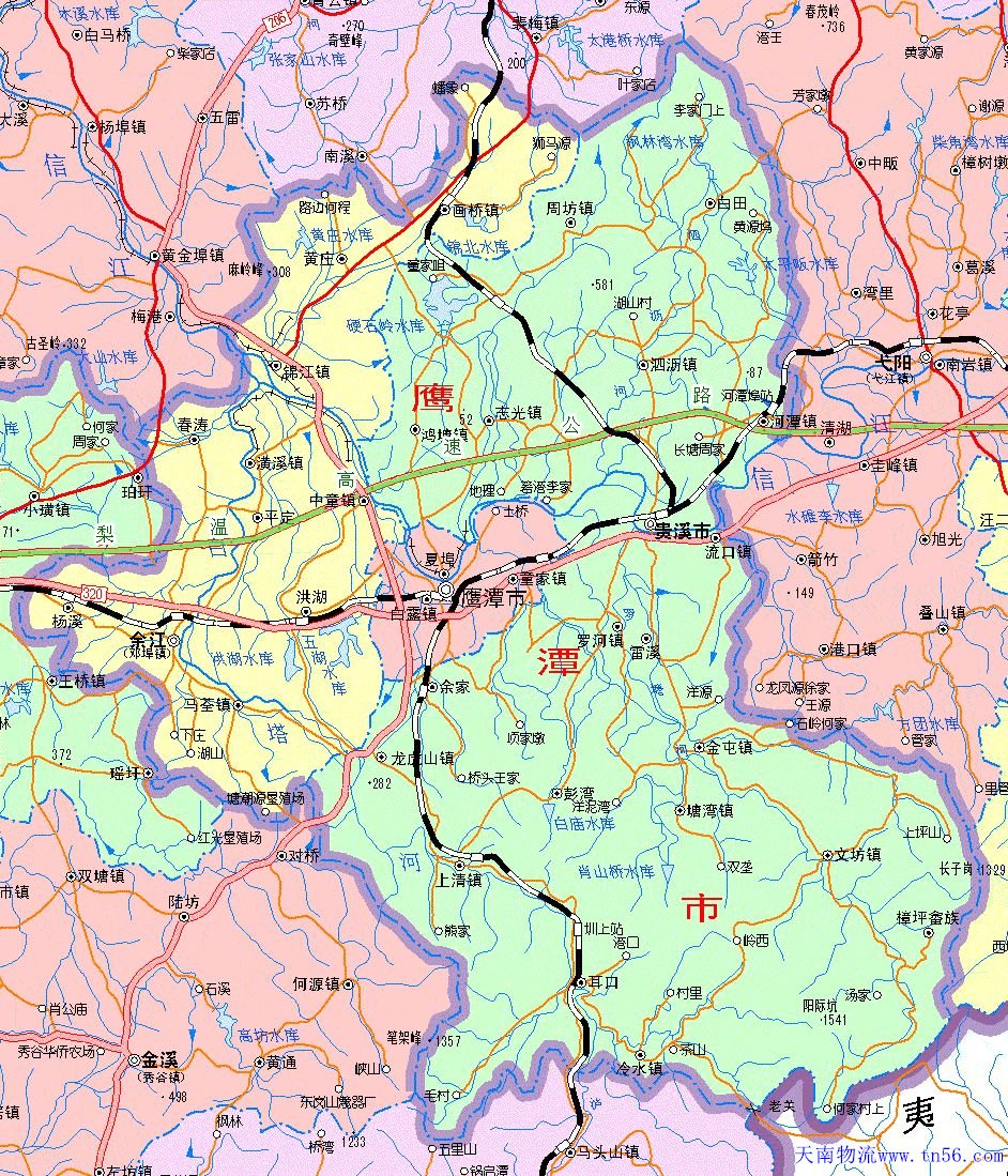 东莞到鹰潭物流舆图